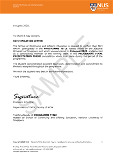 Sample Online Commendation Letter